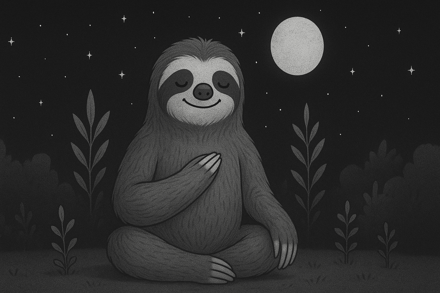 A sloth sitting with his hand in the heart, representing the internal game